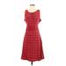 Girls from Savoy Casual Dress - Fit & Flare: Burgundy Argyle Dresses - Women's Size 4