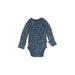 The Honest Co. Long Sleeve Onesie: Blue Acid Wash Print Bottoms - Size 6-9 Month