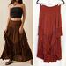 Free People Skirts | Free People The Convertible Maxi Skirt Midi Dress Tiered Smocked Boho Rust Brown | Color: Brown | Size: L