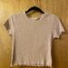American Eagle Outfitters Tops | American Eagle Outfitters Women’s Crop T. Shirt Size Mm | Color: Tan/White | Size: M