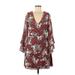 As U Wish Casual Dress - Wrap: Burgundy Paisley Dresses - Women's Size Medium