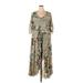 City Chic Casual Dress - Wrap: Gray Floral Dresses - New - Women's Size 24 Plus