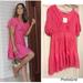 Anthropologie Dresses | Nwt J Gee Anthropologie Pink Eyelet Lace Ruffle Dress Petite | Color: Pink | Size: Xlp