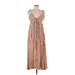 Amuse Society Casual Dress - Maxi: Brown Stripes Dresses - Women's Size Large