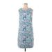 Talbots Casual Dress - Shift: Blue Floral Motif Dresses - Women's Size X-Large