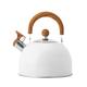 Stovetop Teapot Whistling Tea Kettle Wood Handle Tea Kettle for Stove Top Tea Kettle Pot Tea Pot Stainless Steel Hot Water Kettle (White 2.5L)