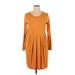 Zenana Premium Casual Dress - Fit & Flare: Orange Solid Dresses - Women's Size 1X