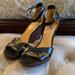 Nine West Shoes | Nine West Heeled Wedge Sandals 8.5 | Color: Black | Size: 8.5