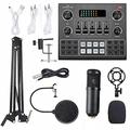 ERYUE Multifunctional Live V9 Sound Card and BM800 Suspension Microphone Kit Broadcasting Recording Condenser Microphone Set ligent Webcast Live Sound Card for Computers and Mobilephone