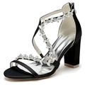 Minishion Womens Wedding Dress Sandals Block High Heel Formal Evening Shoes BR127 Black UK 3.5