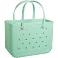 Beach Bag Lightweight Rubber Tote Bag Large Waterproof Tote Bag Washable Outdoor Tote Bag Durable Open Handbag for Travel Camping Beach Sports Boat Gym (Light Green, XL), Light Green, XL