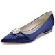 Women's Flats Shoes Rhinestone Pointed Head Ballet Flats Soft Comfortable Flat Shoes for Women Dress Flats Shoes,Navy,4 UK