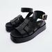 Zara Shoes | Leather Fisherman Sandals | Color: Black | Size: 9