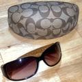 Coach Accessories | Coach Signature Tortoise Shell Vintage Sunglasses And Hard Case | Color: Black/Brown | Size: Os