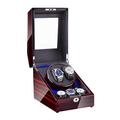 QIByING Automatic Watch Winder Box Storage Display Clear Glass Top 4 Rotation Mode Super Quiet Motor Piano Finish