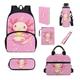 Howilath Pink Axolotl Cute School Bags Girls Bookbags Set with Insulated Lunch Bag Pencil Case Back to School Bottle Sleeve Cover Teen Boys Backpack