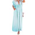 WLLDDDIU Women's long Cardigan Lightweight Ruffle sleeves Beach Dress Elegant Lace up buttons See Through beachwear Kimono Cardigan Bolero Shrugs coat Evening Bikini Cover Up,Light Blue,3X