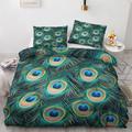 QBIDCSX Bedding Double Bed Set Peacock Feather Bedding Double Bed Set - Microfibre Quilt Cover 230x220 cm - Comforter Cover with 2 Pillowcases(Double)