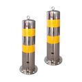 EYKKLSSW Parking Guardrails Barrier Post 2pcs Parking Post Removable Security Bollards Silver and Yellow Parking Barrier Stainless Steel Bollard for Parking Areas Parking Security Barrier Post