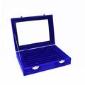 IJNHYTG Box Velvet Ring Display Box Earring Organizer Jewelry Tray Cufflink Storage Show case with Clear Glass lid (Color : Blue)