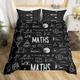 Pechiwuo Math Duvet Cover Set Double Soft Comfy Microfiber 3d Print Black Bedding Sets Quilt Cover 200x200 cm + 2 Pillowcases 50x75 cm with Zipped B-786