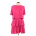 Zara Casual Dress - Popover: Pink Solid Dresses - Women's Size Large