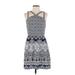 Monteau Casual Dress - Mini: Blue Baroque Print Dresses - Women's Size Small