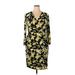 Black Label by Evan Picone Casual Dress: Yellow Floral Motif Dresses - Women's Size 16