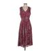 Just... Taylor Casual Dress - Midi: Burgundy Batik Dresses - Women's Size 4