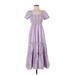o.p.t Casual Dress Square Short Sleeve: Purple Dresses - Women's Size Small