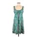 Charlotte Tarantola Casual Dress: Teal Floral Motif Dresses - Women's Size Medium