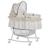 Lacy Portable 2-in-1 Bassinet & Cradle in Blue and White, Lightweight Baby Bassinet with Storage Basket, Adjustable