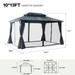 Gazebo Double Roof Canopy with Netting and Curtains, Outdoor Gazebo With Iron Aluminum Frame