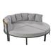Round Outdoor Conversation Set Modular Sectional Sofa, 4-piece Patio Furniture Set Metal Frame Couch with 8 Back Cushions