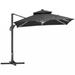 10FT Cantilever Patio Umbrella with Solar LED Lights, Double Top Square Outdoor Offset Umbrella with 360° Rotation,Dark Gray