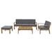 6-piece Acacia Wood Furniture Outdoor Sectional Sofa Set Patio Conversation Sets With Ottoman, Coffee Table & Removable Cushion