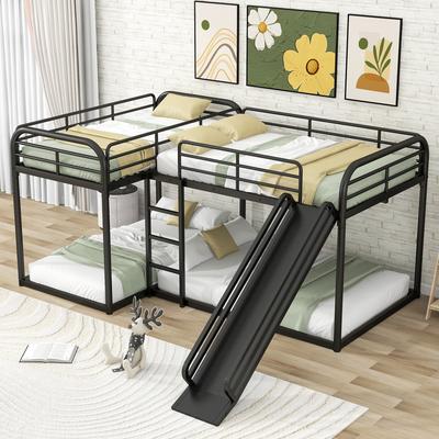 Versatile Full over Twin Size L-Shaped Bunk Bed wi...