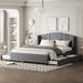 Queen Size Platform Bed with Wingback Headboard,Twin Trundle and 2 Drawers