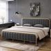 Upholstered Velvet Metal Bed Frame with Tufted Headboard