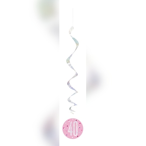 6 Swirl Girlanden rosa & silber Zahl 40 Image