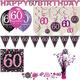 60. Geburtstag Party Set Deko pink schwarz Frau Zahl