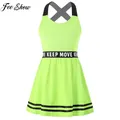 Kids Girls Tennis Athletic Dress Criss Cross spalline lettere stampate a-line Athletic Dress for