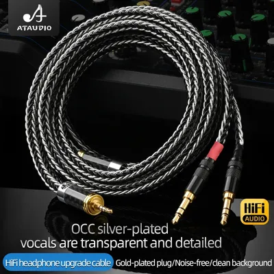 ATAUDIO Hi-End-HiFi-Headset-Kabel, vergoldet, Stereo, 3,5 mm Klinke für Mdr Z7 HE1000se 2,5/4,4/6,35 mm XLR-Upgrade-Kopfhörerkabel Image