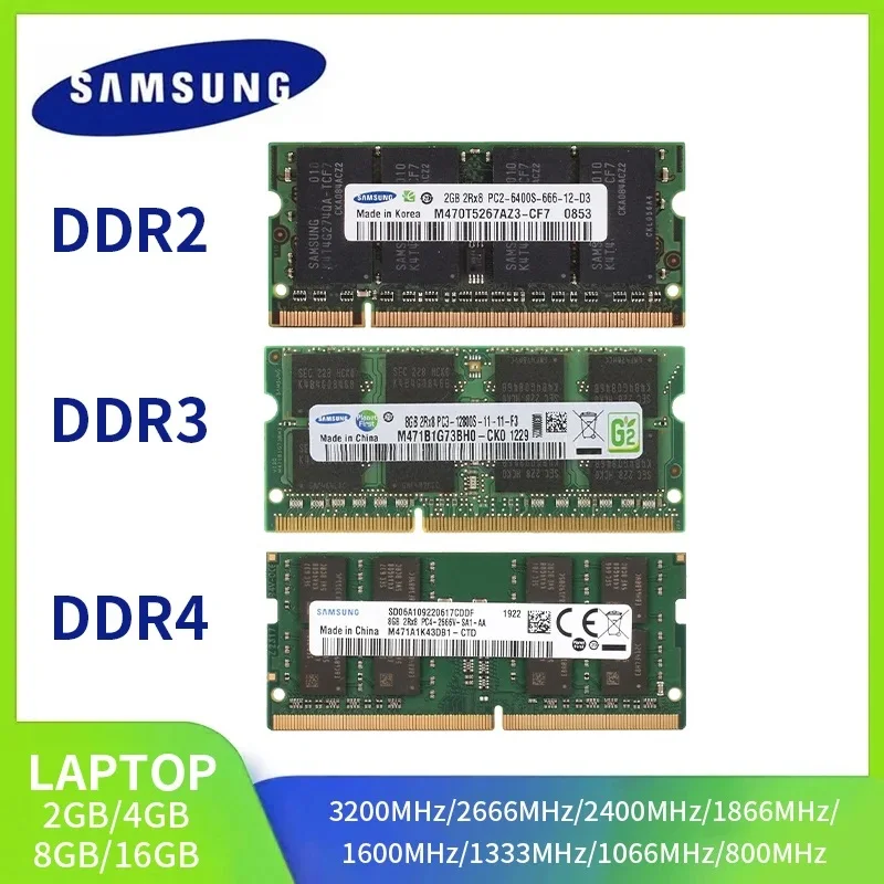 SAMSUNG Laptop Ram DDR4 DDR3 DDR2 16 GB 8 GB 4 GB 2 GB 3200 2666 2400 1866 1600 1333 1066 800 667 MHz SAMSUNG Notebook Memoria Image