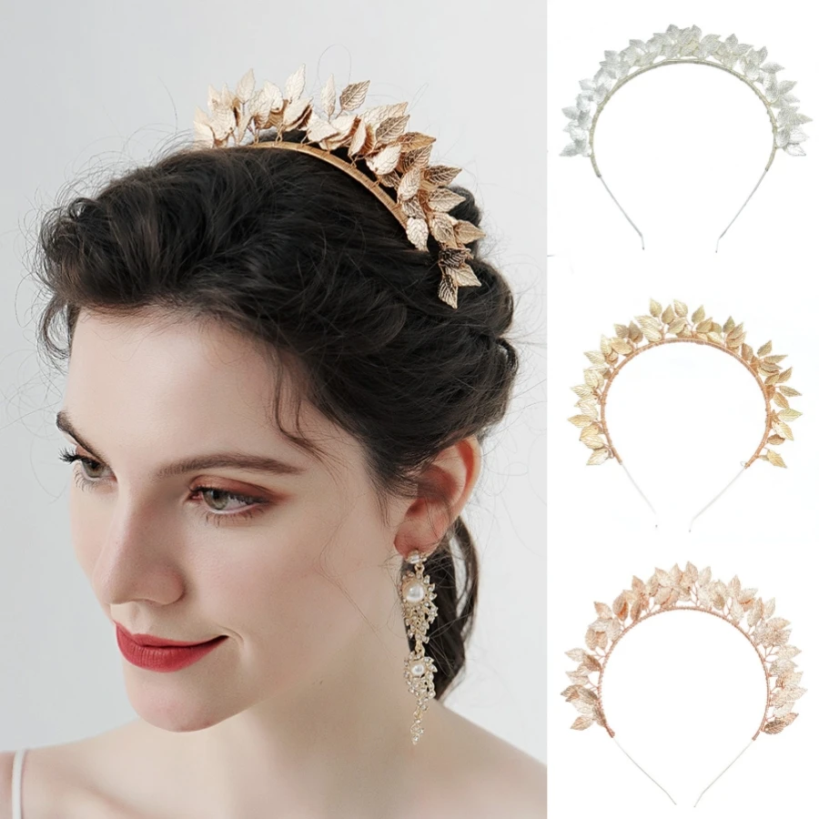 Barock blatt Hochzeit Stirnband Krone Tiara für Frauen Braut verlassen Party Braut Hochzeit Haarschmuck Schmuck Band Stirnband Geschenk Image