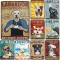 Plaque de décoration murale en métal pour homme Labrador Corgi Boxer Dogs Coffee Co 18/Signs