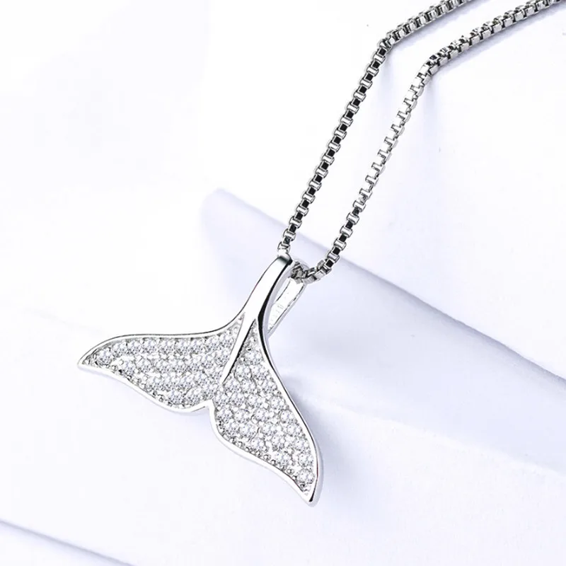 Buyee Collana con ciondolo in argento sterling 925 con simpatico delfino a coda di pesce Collana con zirconi bianchi per donna Ragazza Paty Catena di gioielleria raffinata