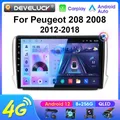 Autoradio Android 12 pour KIT 208 2008 2012-2018 2 Din Stéréo Limitation Lecteur Vidéo GPS 4G