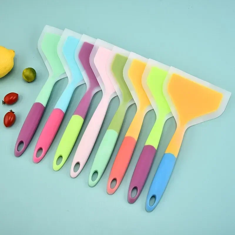 Spatule de cuisine en Silicone coloré, ustensiles de cuisine, grattoir de cuisine, viande de bœuf, œuf, large Pizza, outils de cuisine, pelle
