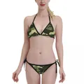 Maillot de bain camouflage vert camouflage militaire pour femmes ensemble bikini push-up sexy